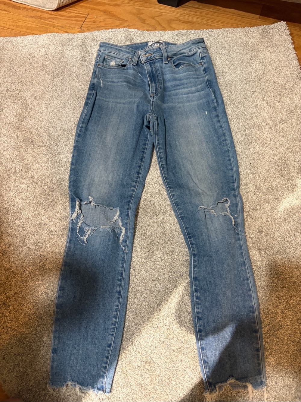 PAIGE Light Blue Distressed Skinny Jeans